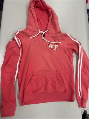 Abercrombie & Fitch Coral Pink Hooded Pullover with White Accents